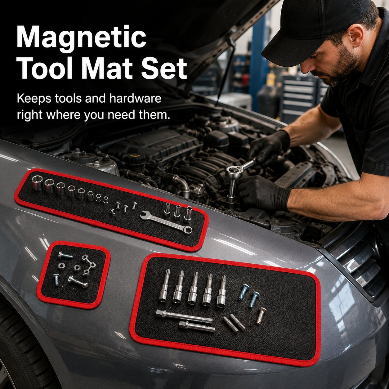 🧲 Magnetic Tool Mat Set – Non-Slip Pads for Auto Repair
