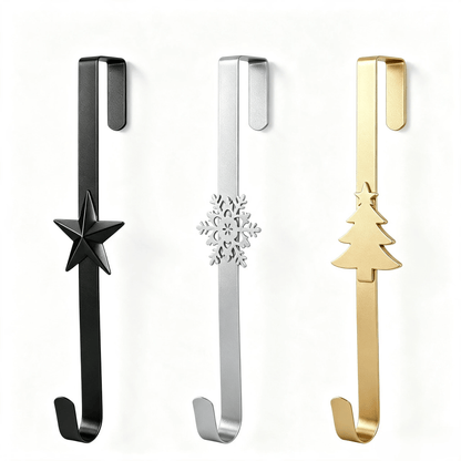 🎄 Metal Over The Door Wreath Hanger | Christmas Snowflake Tree Star Decor Hook🎅