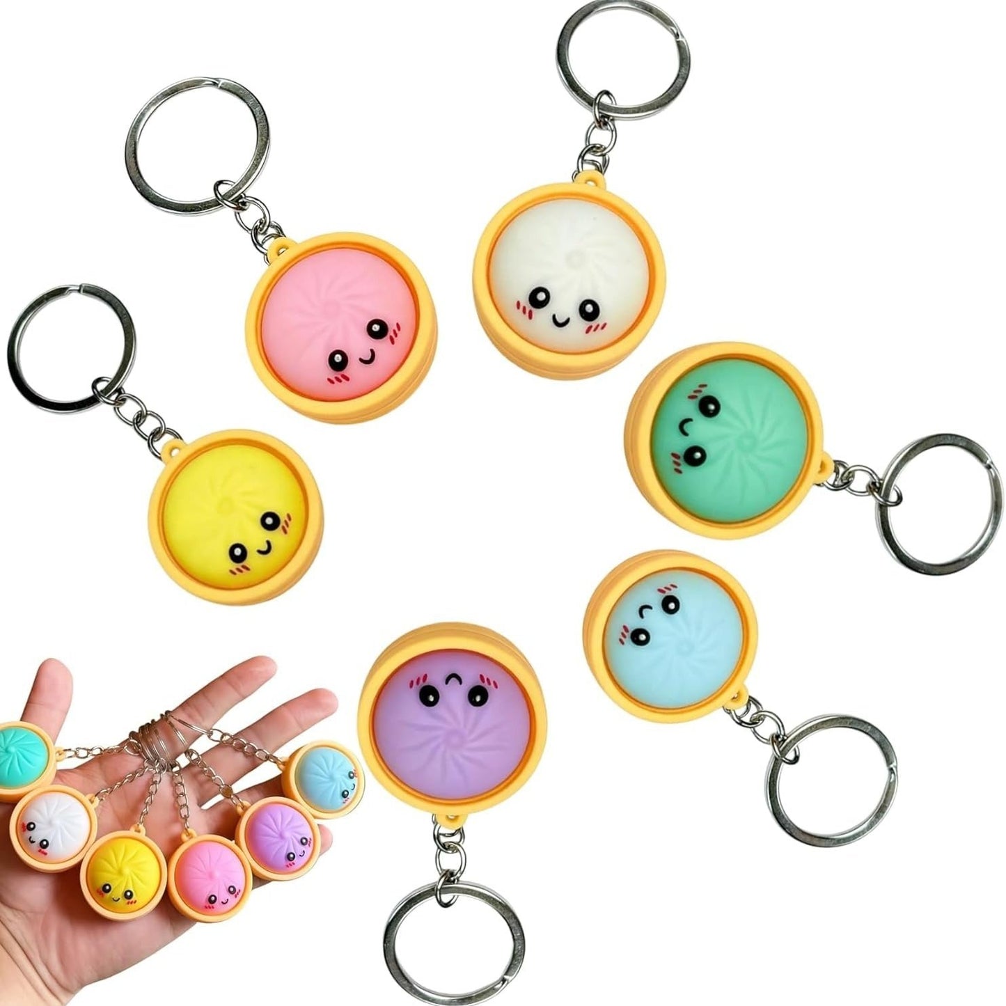 2026 Hot Sale🎀 Cute Dumpling Pressable Fidget Keychain – Adorable Stress Relief Charm