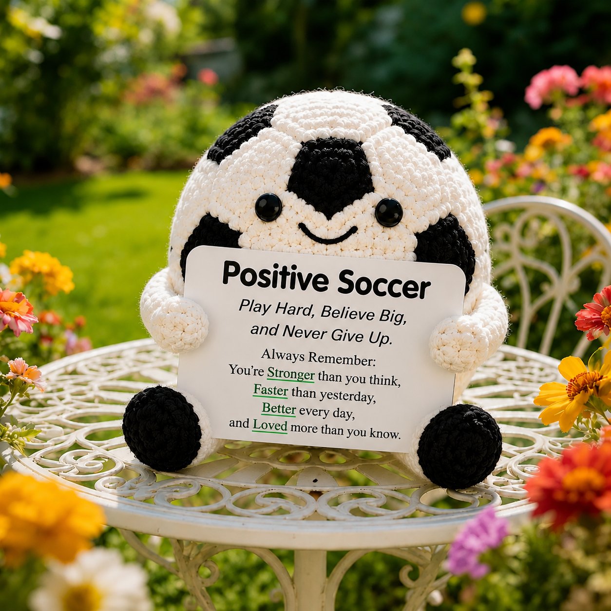 ⚽ Positive Soccer Buddy|Handmade Crochet Encouragement Gift 💚