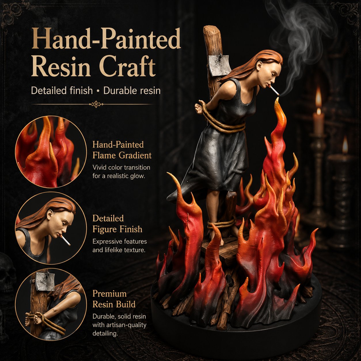 🔥LAST DAY 50% OFF - 🧙‍♀️Witch Burn Sculpture Backflow Incense Burner | Gothic Art Incense Holder