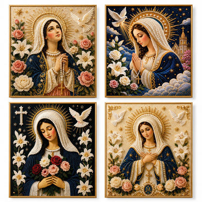 🔥HOT SALE🔥🙏 Divine Pearl Bead Virgin Mary Icon – A Peaceful DIY Faith Art Gift ✨