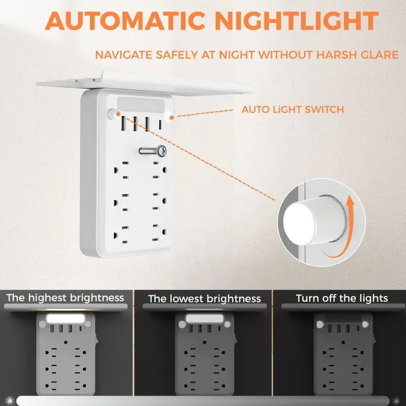 🔥LAST DAY 49% OFF💥🎁Wall Outlet Extender with Shelf Night（Buy 2 Free Shipping✈️）