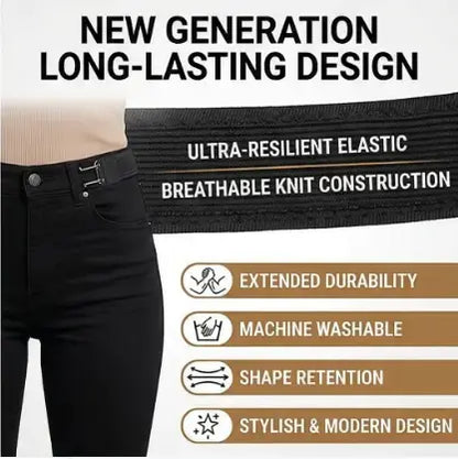 2PCS Adjustable Buckle-Free Elastic Belt, Invisible Metal Hook Waist Belt for Men & Women