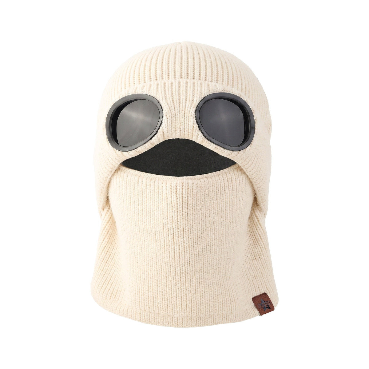 ❄️ Winter Ready · Ribbed Knit Balaclava Beanie with Goggle-Style Eye Panels 🥶