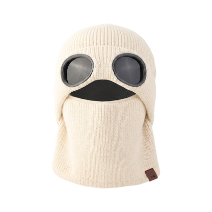 ❄️ Winter Ready · Ribbed Knit Balaclava Beanie with Goggle-Style Eye Panels 🥶