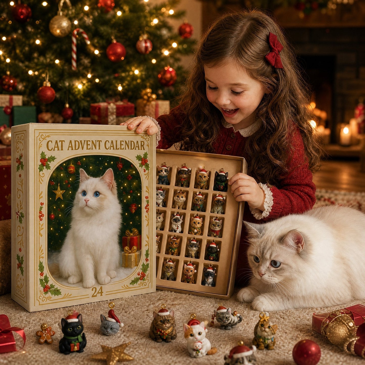 Advent Calendar 2026 Cat Advent Calendar Gift for Adults Friends Cat Owners and Lovers Christtmas Tree Ornament