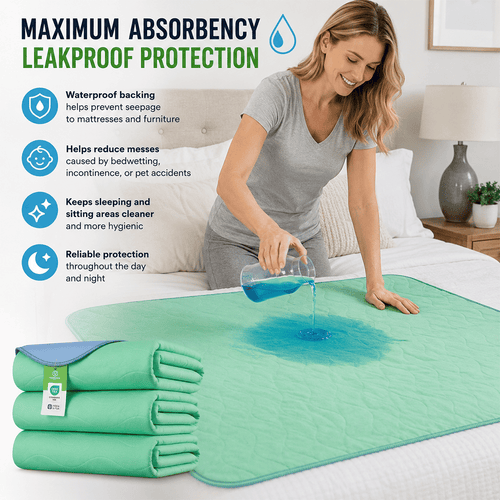 🌙 Washable Underpads – Heavy Absorbency Reusable Waterproof Protection for Kids, Adults, Seniors & Pets