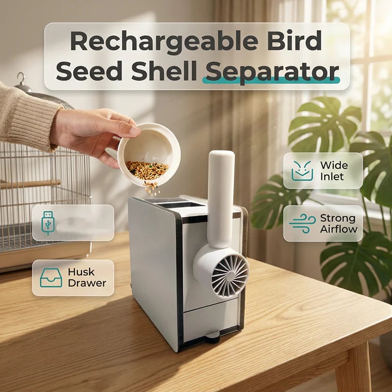 ⏰Rechargeable Bird Seed Shell Separator
