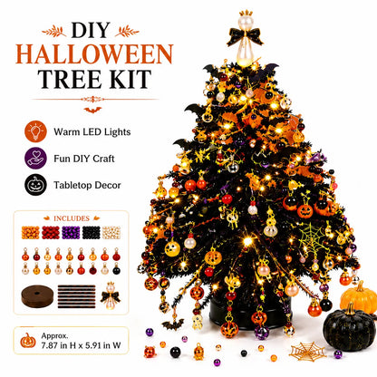 DIY Beaded Christmas Tree Kit, Crystal Craft Set with LED Lights & Angel Topper