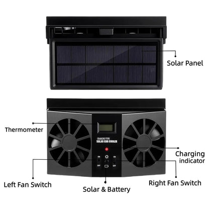 Dual Outlet Solar Car Vent Fan Auto Air Circulation Cooling Exhaust Fan For Vehicle