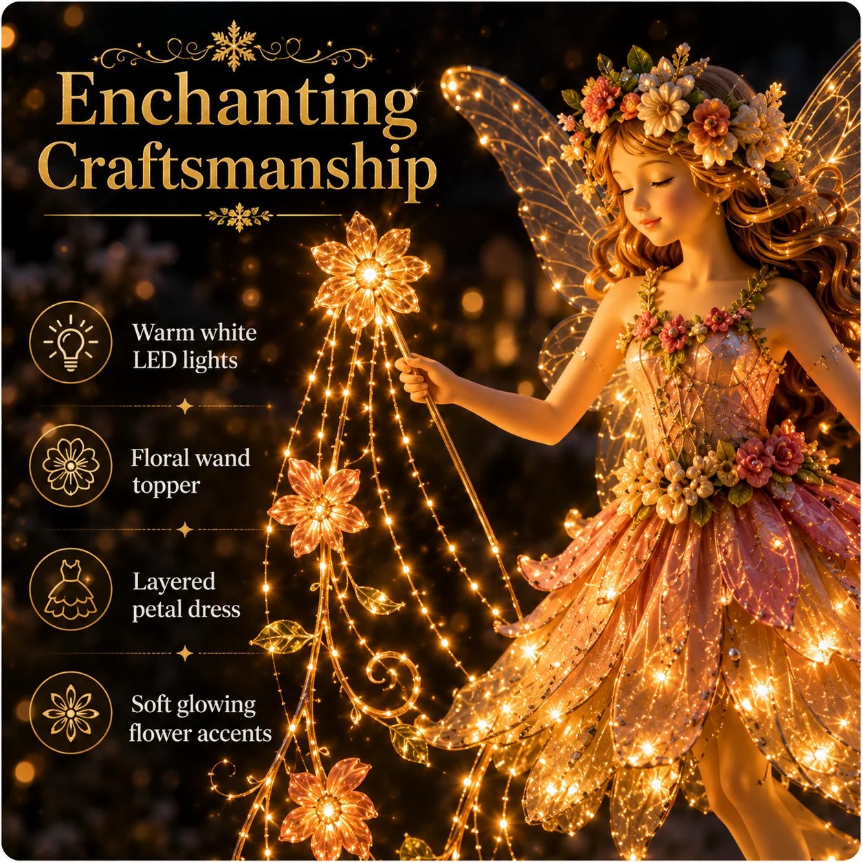 🔥✨ Enchanted Flower Fairy Solar Garden Light – Magical Glowing Outdoor Christmas Yard Decor 🧚🌸