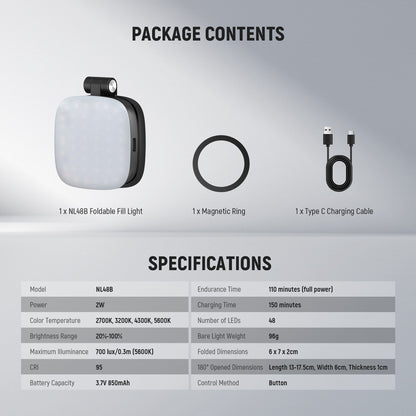 💖Magnetic Selfie Light for MagSafe iPhone – Foldable LED Ring Light with Mirror & Stand 📱💡