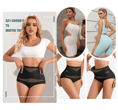 🔥🔥4-Pack High-Waisted Shapewear Briefs for Women – Nahtlose Miederhöschen aus Seidennetzgewebe, zum Abnehmen und Po-Liften – Atmungsaktive Unterwäsche für den Alltag