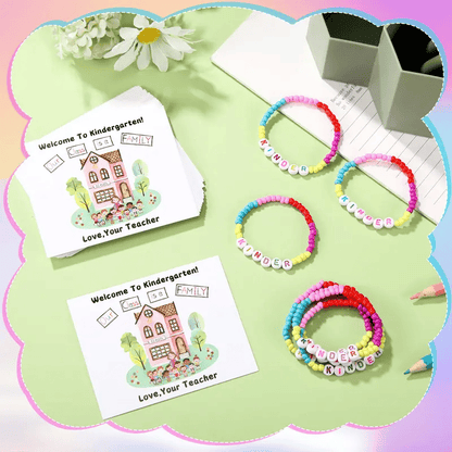 🏫Back to School Friendship Bracelets Set🧒 -Include Our Class Is a Family Greeting Card and  Bracelet with Bags Gift