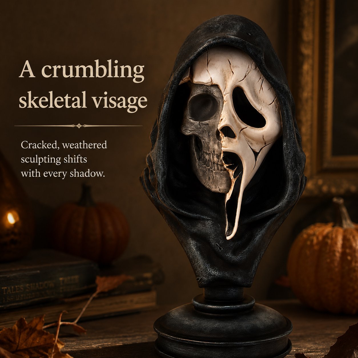 💀 Ghost Face Skeleton Bust Statue