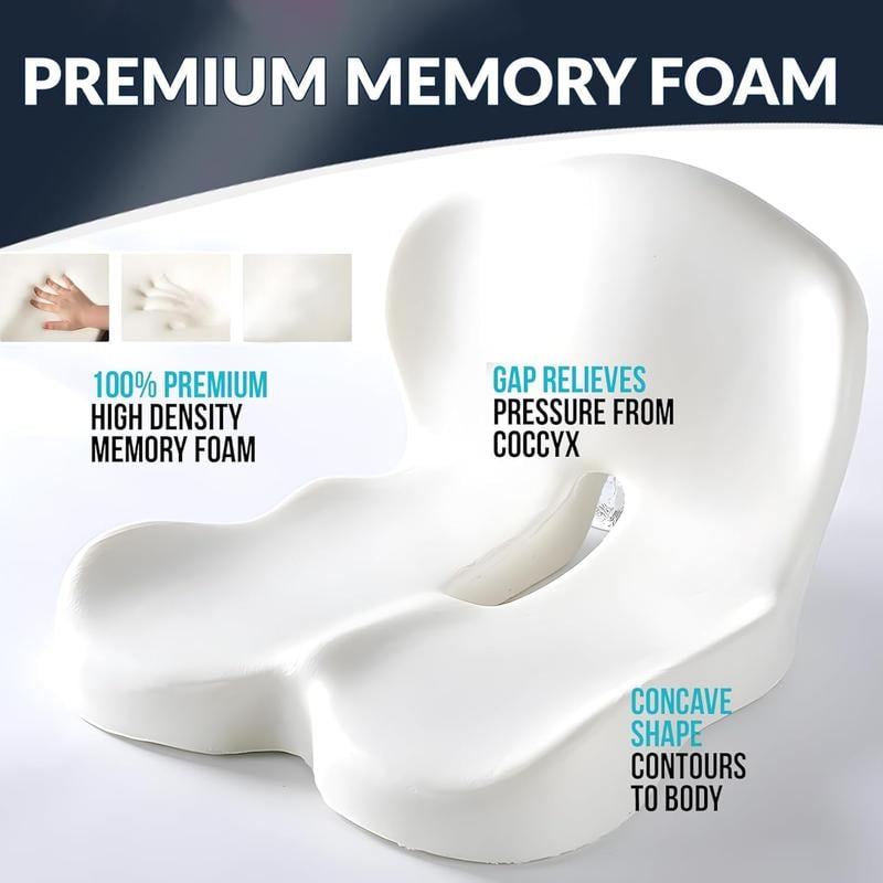 💥50% OFF !!!⏰Non-Slip Memory Foam Seat Cushion – Sciatica Relief, Breathable Mesh & Universal Fit for Car, Office & Wheelchair