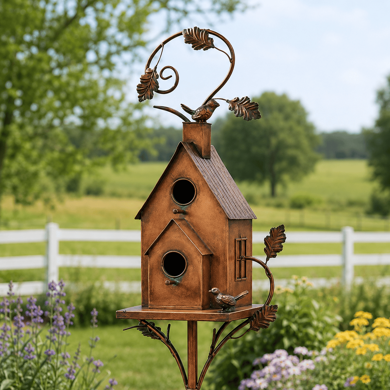 🔥Last Day 50% OFF Sola🔥-❤🐦🐦 Handmade Iron Birdhouse Garden Stake – Rustic Outdoor Decor for Bird & Garden Lovers❤