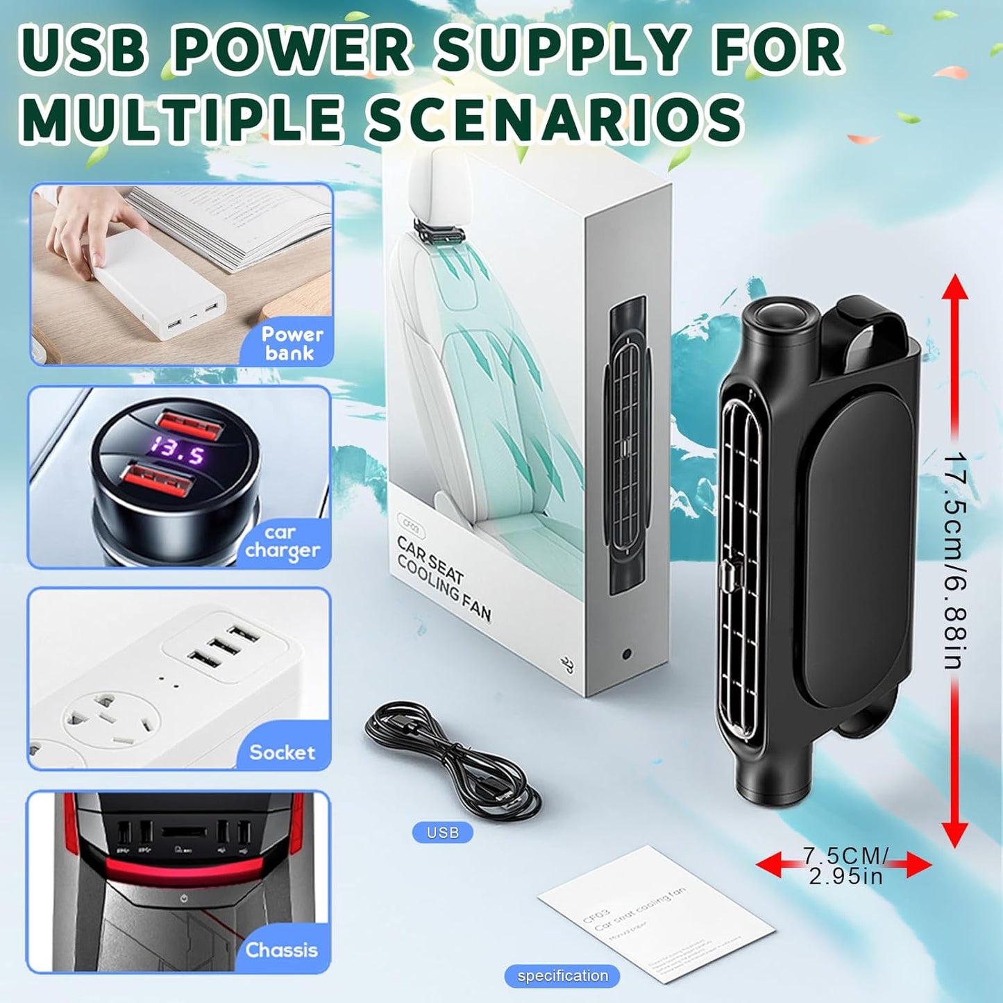 🔥Last Day 49% OFF - Stylish, Powerful & Space-Saving Car Rear Seat Cooling Fan