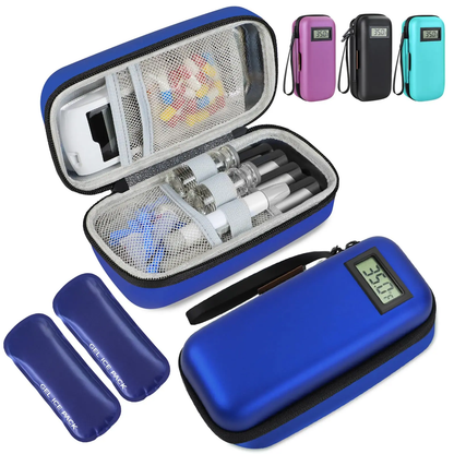 Insulin Cooler Travel Case with Temperature Display & 2 Ice Packs