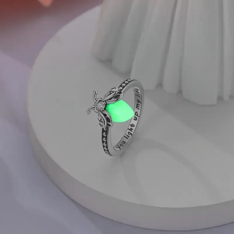 Firefly Glow Ring S925 Silver – Luminous Nature-Inspired Zircon Ring for Women