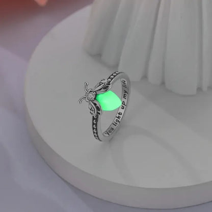 Firefly Glow Ring S925 Silver – Luminous Nature-Inspired Zircon Ring for Women