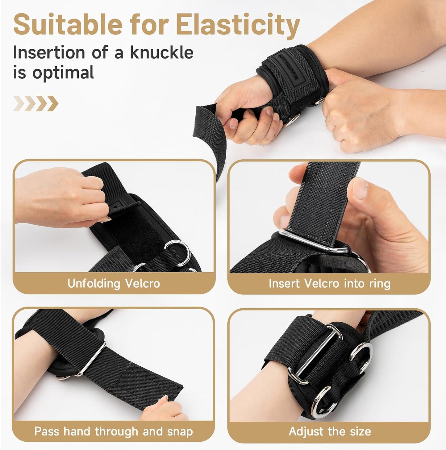 💪 2-in-1 Weight Lifting Wrist Straps with Dual D-Rings for Gym & Cable Training