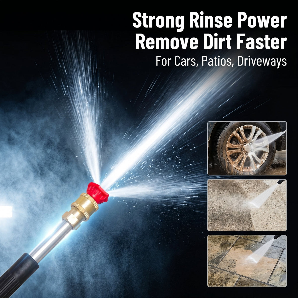 💦 Garden Hose Spray Wand – 3-Nozzle Water Sprayer for Car Washing, Patio & Garden