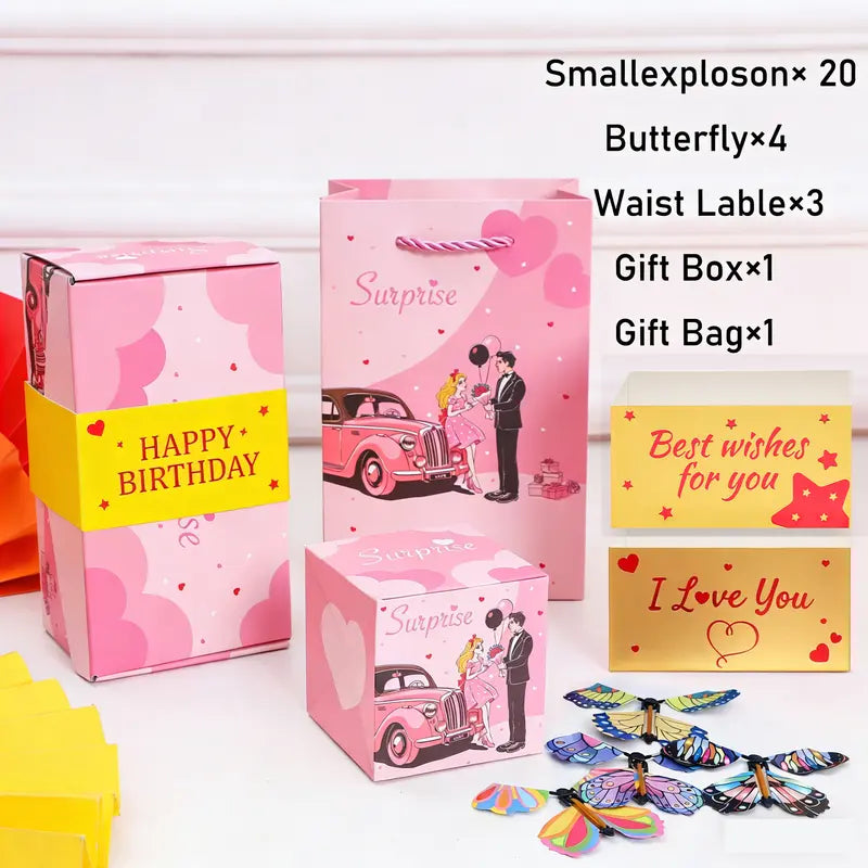 Birthday 20 Bounces Surprise Gift Box with Flying Butterfly Toys