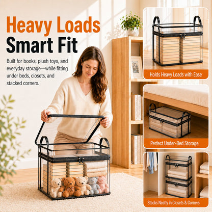 Clear PVC Storage Bins with Handles 📚for Books, Toys, Media, & Organizing