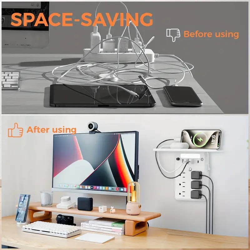 🔥LAST DAY 49% OFF💥🎁Wall Outlet Extender with Shelf Night（Buy 2 Free Shipping✈️）