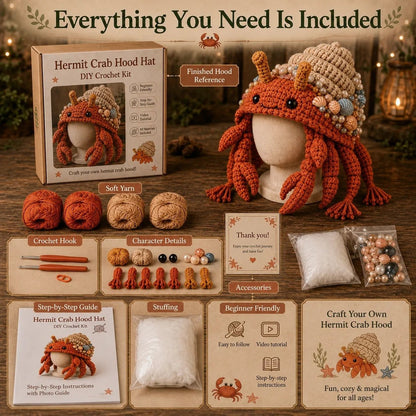 🔥 LAST DAY 49% OFF – 🌊✨ Ocean Series Hood Hat DIY Crochet Kit | Premium Soft Yarn Materials with Step-by-Step Guide DIY Handmade Wearable Ocean Character Hood 🧶🎭✨