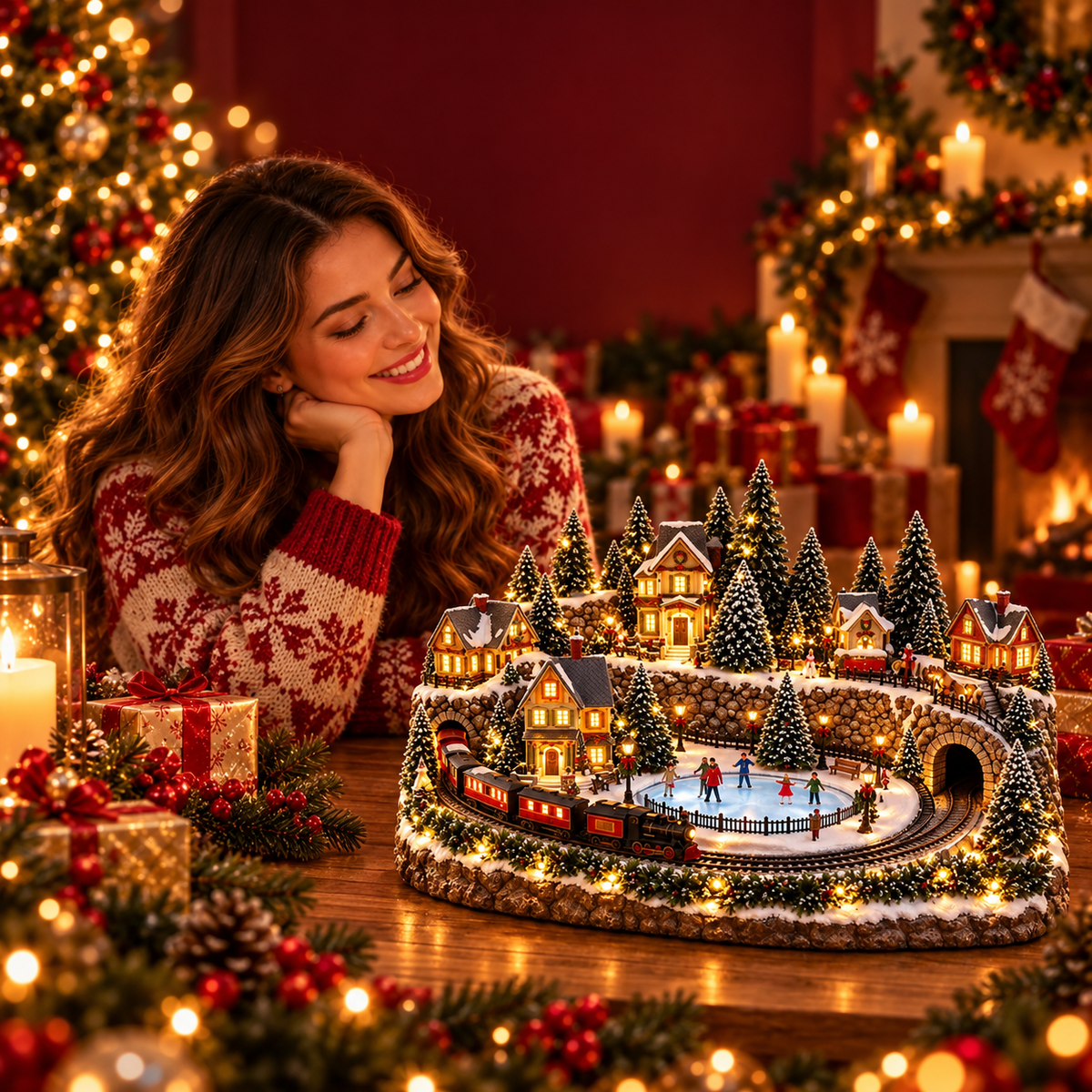 🎄🚂 49% OFF Today! ✨ Magical Christmas Train & Skating Rink – Bring Holiday Magic Home! ❄️🎁
