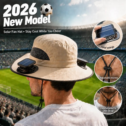 2026 New⚡Solar-Powered Outdoor Cooling Fan Hat – Wide Brim Sun Protection, Dual Fans, 3 Speeds, USB + Solar Charging, Unisex