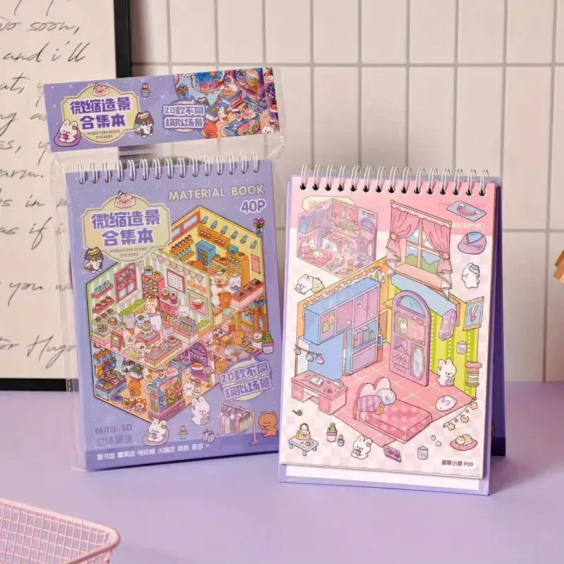🏙️Create Your Unique Miniature World with Our 3D Scene Sticker Book ✨