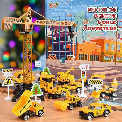 🔥Limited Time Promotion 49% OFF！！！🚗Kids Advent Calendar for Boys: Alloy Construction Engineering Vehicle Toy Sets