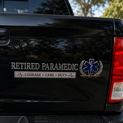 🚑 Retired Paramedic Courage Care Duty Metal Car Emblem Badge