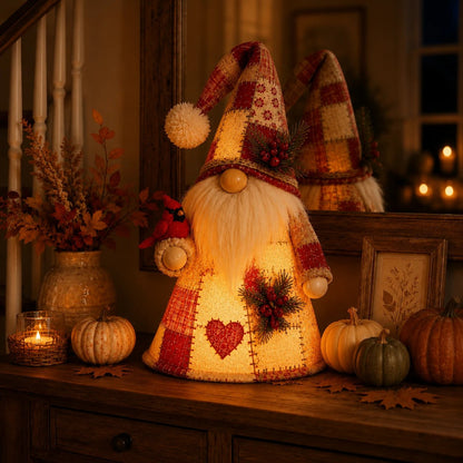 🔥 LAST DAY 49% OFF – 🐦 Patchwork Bird Gnome Light Collection | Warm Glowing Tabletop Decor with Farmhouse Patchwork Details for Mantels, Shelves & Holiday Gifts ✨（副本）