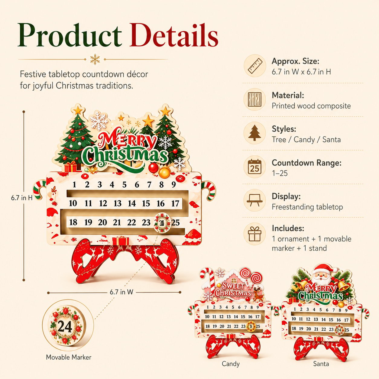 25-Day Christmas Countdown Ornament