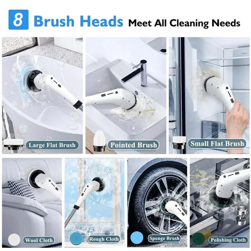 Cordless Electric Spin Scrubber with 9 Brush Heads