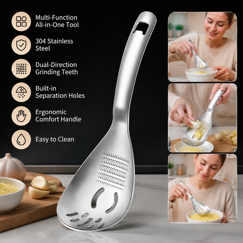 Multifunctional Kitchen Masher, Garlic & Ginger Grater ✅
