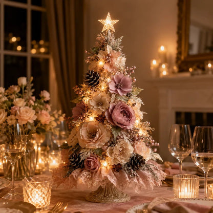 Blush Bloom Pre-Lit Floral Christmas Tree