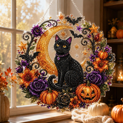 🔥Last Day 50% OFF-🎃Halloween Moon Ghost Diamond Art Hanging Ornament Kit