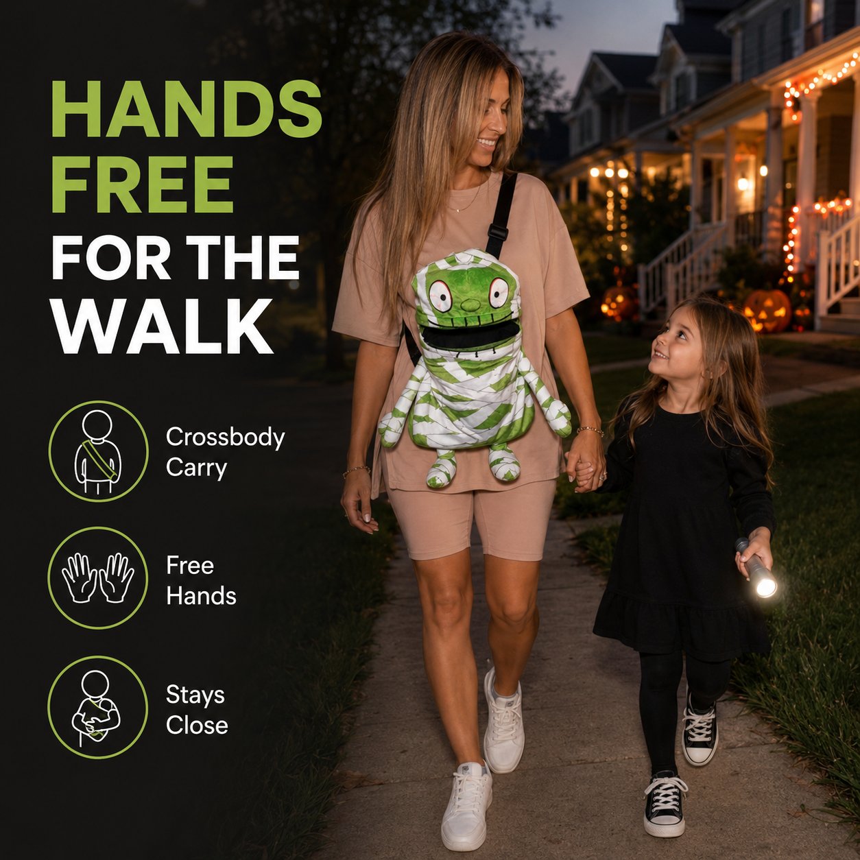 🧟🍬Hands-Free Musical Animated Mummy Children's Halloween Trick orTreat Bag with Wide-Open Mouth