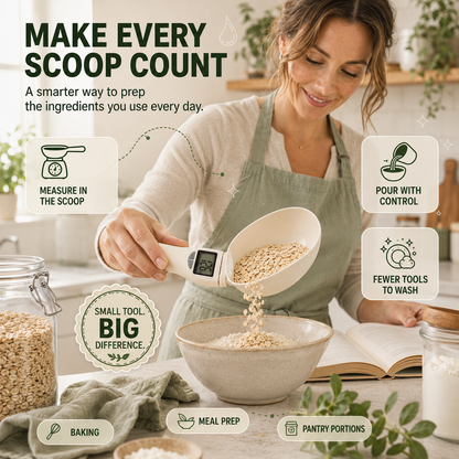 ⚡ 50% OFF Digital Kitchen Scoop Scale – Scoop, Weigh & Pour 🥄