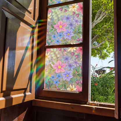 💐Colorful flowers, dazzling sunlight, double-sided visible glass decorative wall stickers