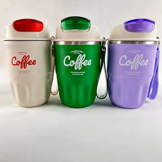 🎁Hot Sale 49% OFF🔥Coffee Vacuum Flask, 1 Count Portable Coffee Cup with Lid & Handle, Stainless Steel Insulated Water Bottle for Home, Office, and Outdoor Use, Insulated Travel Drinkware, Travel Coffee Mugs