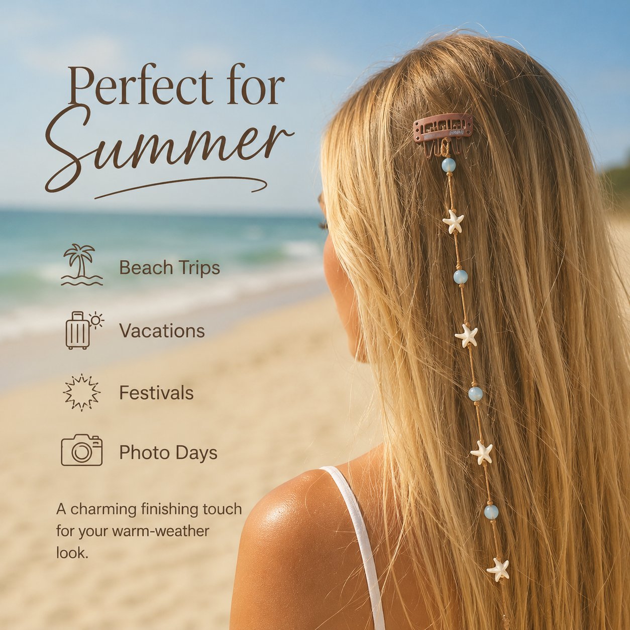 ✨ Mermaid Hair Chain Clip – Add Beachy Boho Charm to Any Hairstyle 🐚