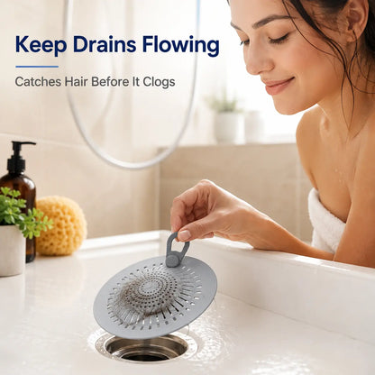 Silicone Hair Catcher Drain Cover – Flexible Shower & Sink Strainer