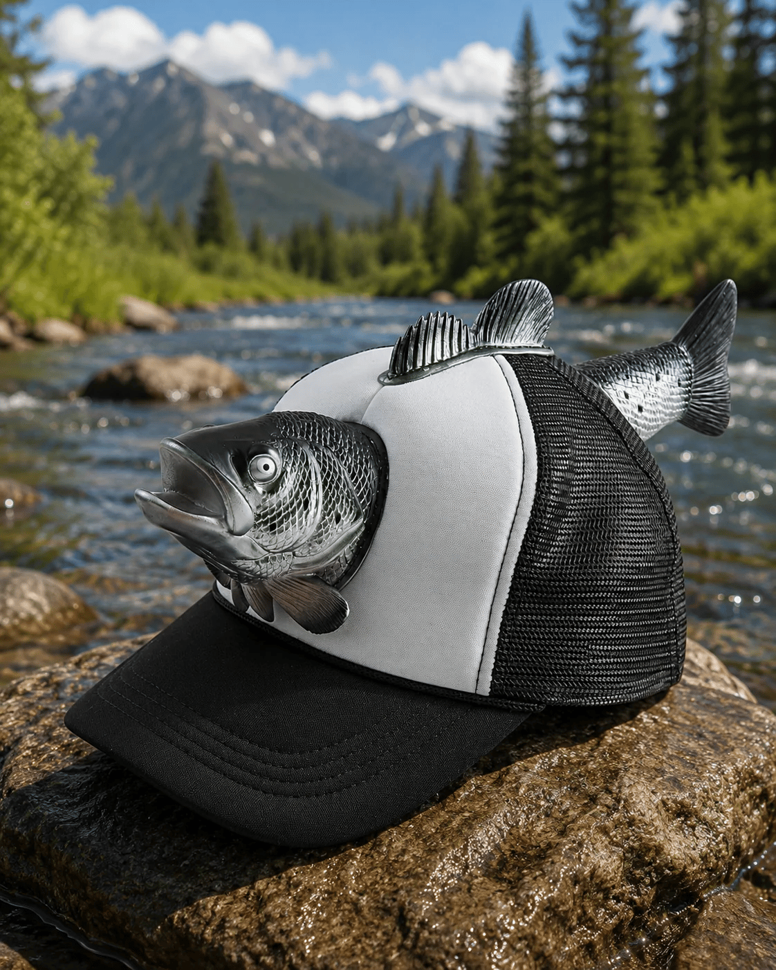 Funny 3D Bass Fish Trucker Hat – Unique Gift for Dads & Fishing Lovers